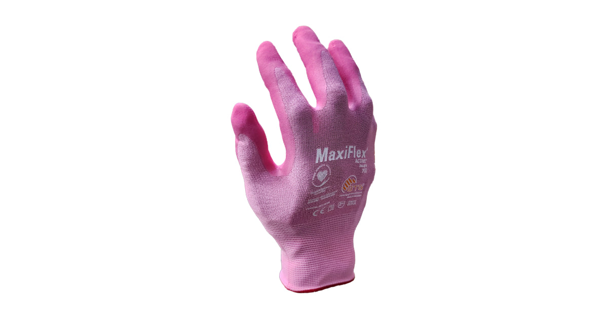 ladies-pink-maxiflex-half-dipped-gloves image 0