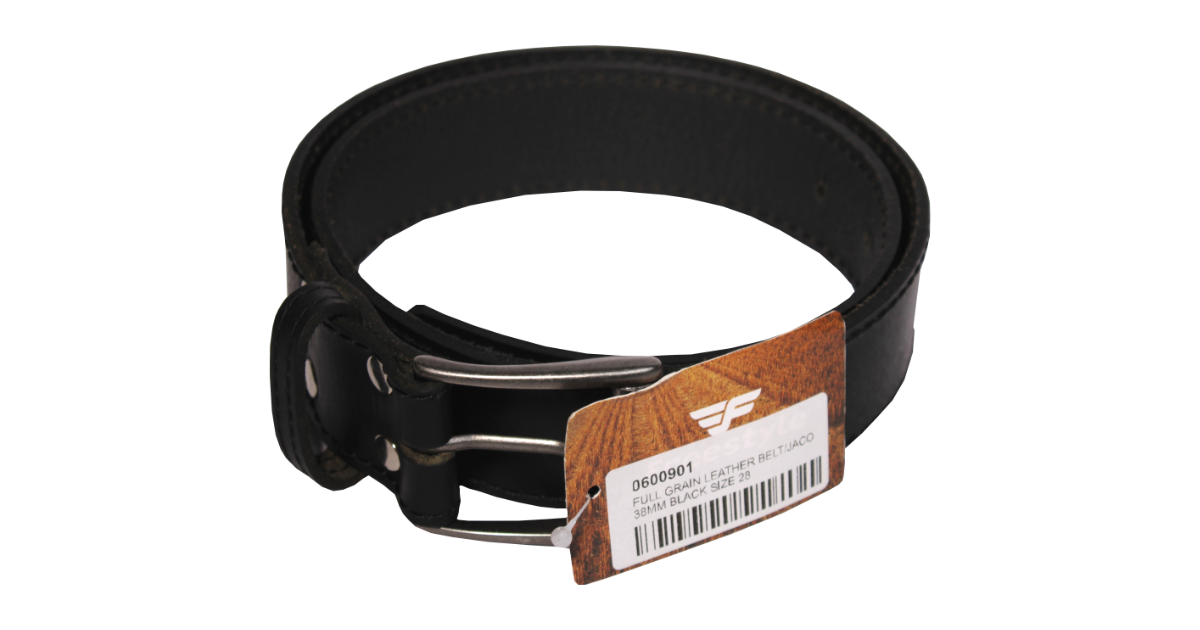 Jaco Full Grain Leather Belt 38MM Black Size 28