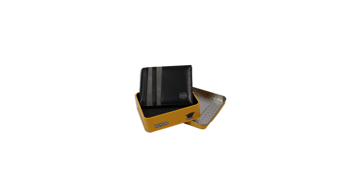 Black  Wallet with Grey Stripe Detail