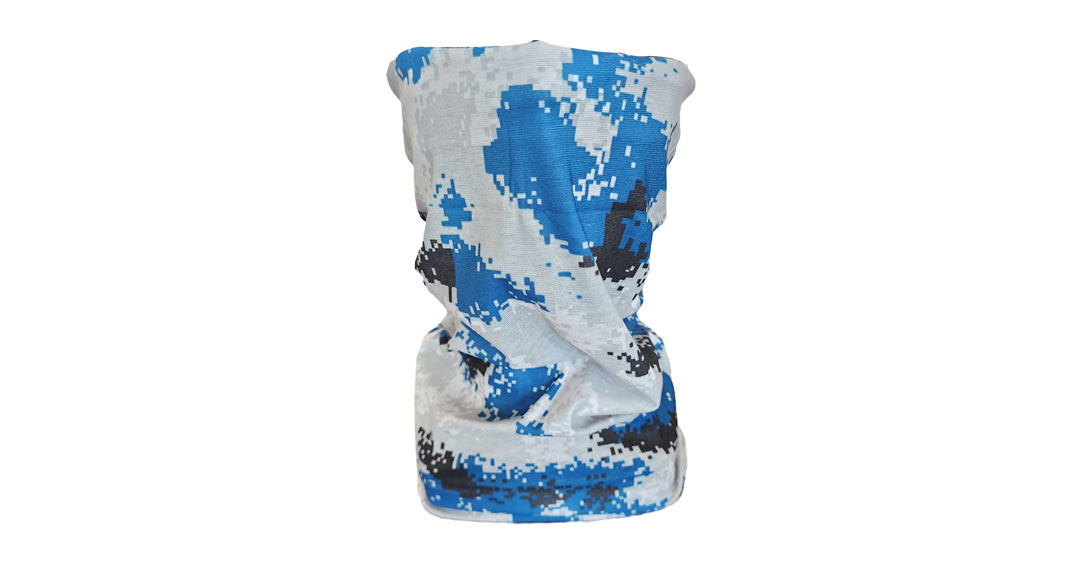 Digital White and Blue Camo Buff