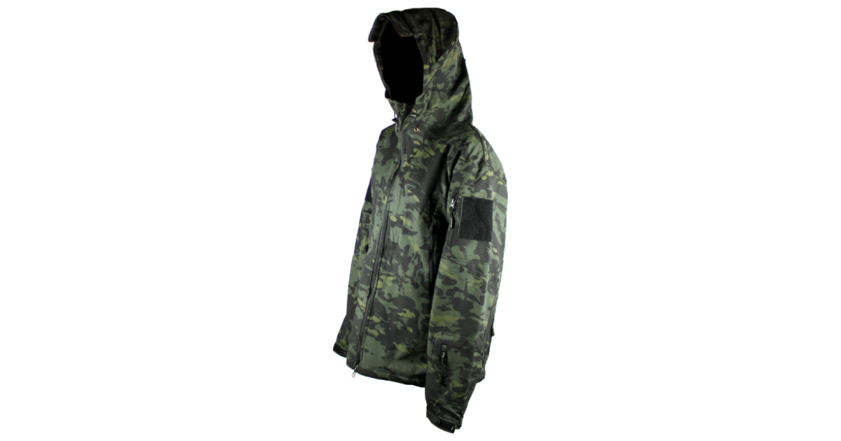 Black Multicam Soft-Shell Jacket with Hood
